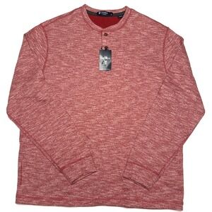 Cremieux Classics Men's Size Large Long Sleeve Henley Thermal Shirt Red